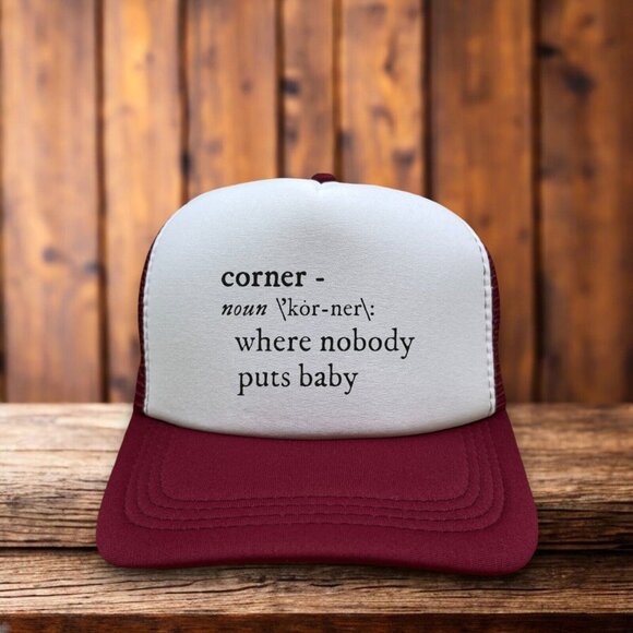Dirty Dancing Nobody Puts Baby In The Corner Trucker Hat Patrick Swayze Cap - Picture 1 of 4